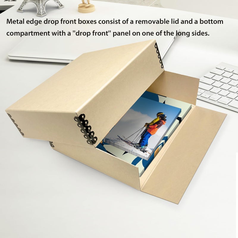 Lineco Museum Archival Storage Box, 14.75x18.75x3 in. Drop Front Design. Acid-Free with Metal Edge. Organize Photos, Pictures, Prints, Documents, Crafts, DIY. Tan, 1 Pack - Image 2